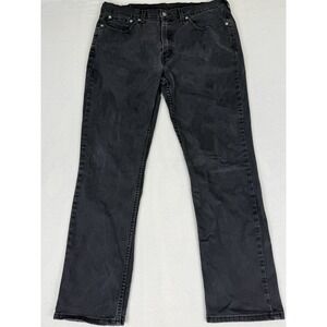 Levis 514 Jeans Men's Black Solid Straight Leg Denim Regular 36x32